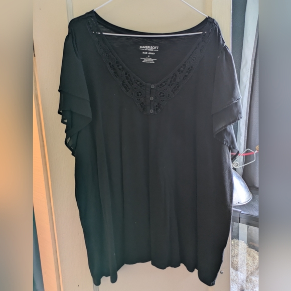torrid Tops - Black Crochet Neck Torrid Blouse